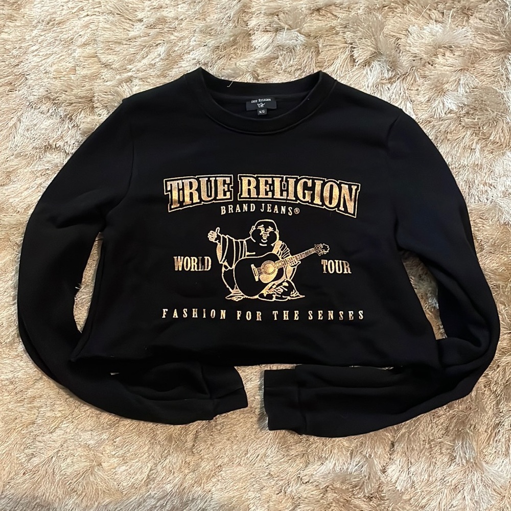 Long sleeve True Religion cropped crew neck